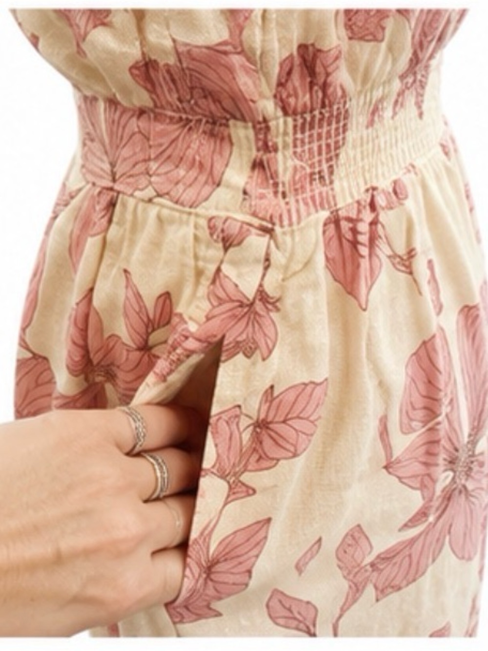 Cynthia Rowley 100% Linen Floral Midi Dress — Size 8 - Picture 4 of 6